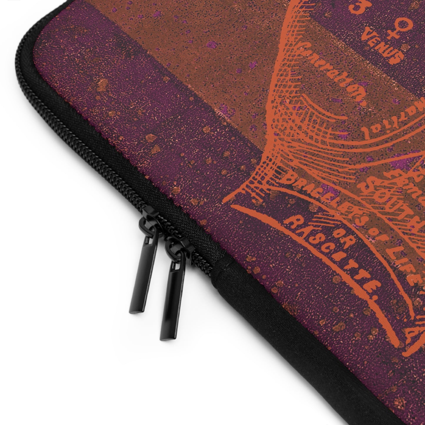 The Laptop Sleeve - Circus Tent Stripe, Palmistry Hand Orange