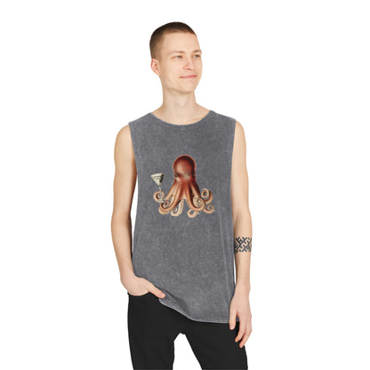Stonewash Unisex Tank Top - Happy Hour Octopus