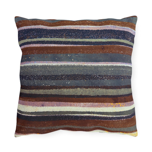 The Outdoor Pillow - Rustic Stripe, Rust and Steel
