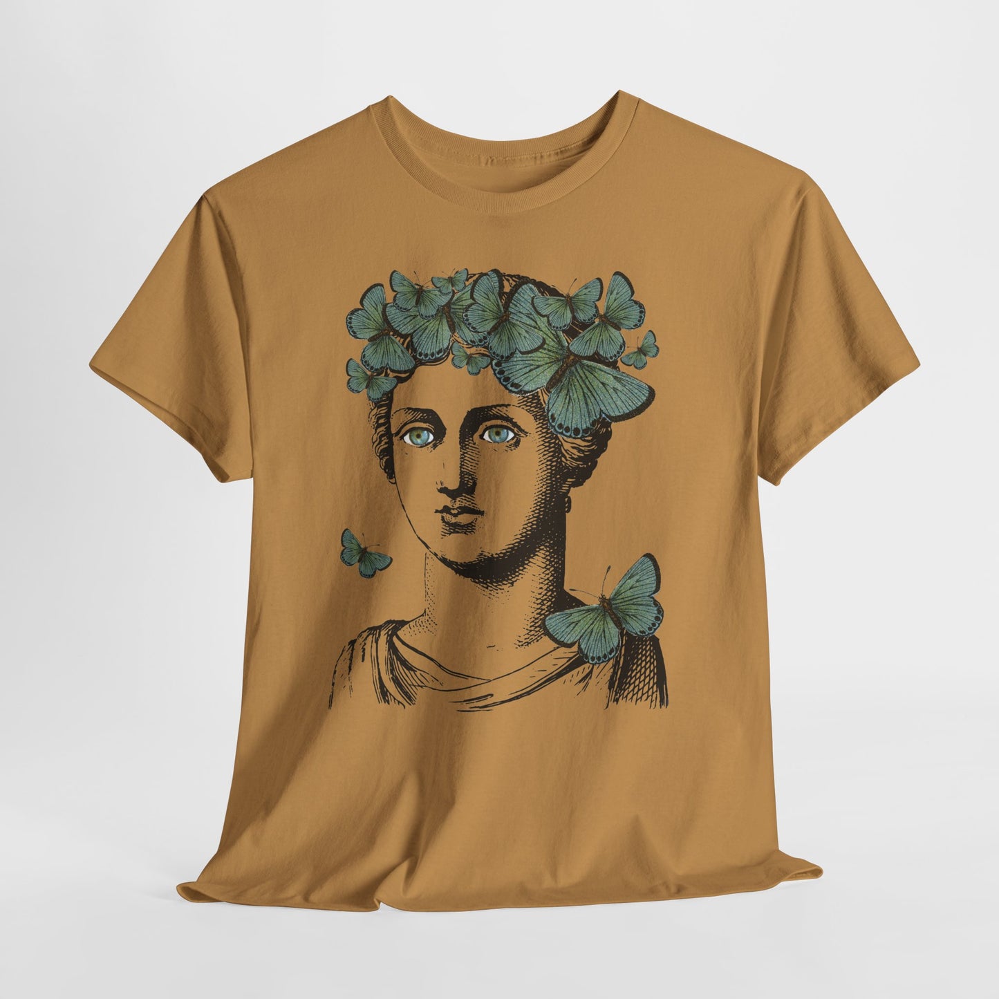 Garden Goddess Graphic Tee - Classical Bust with Green Butterfly Crown