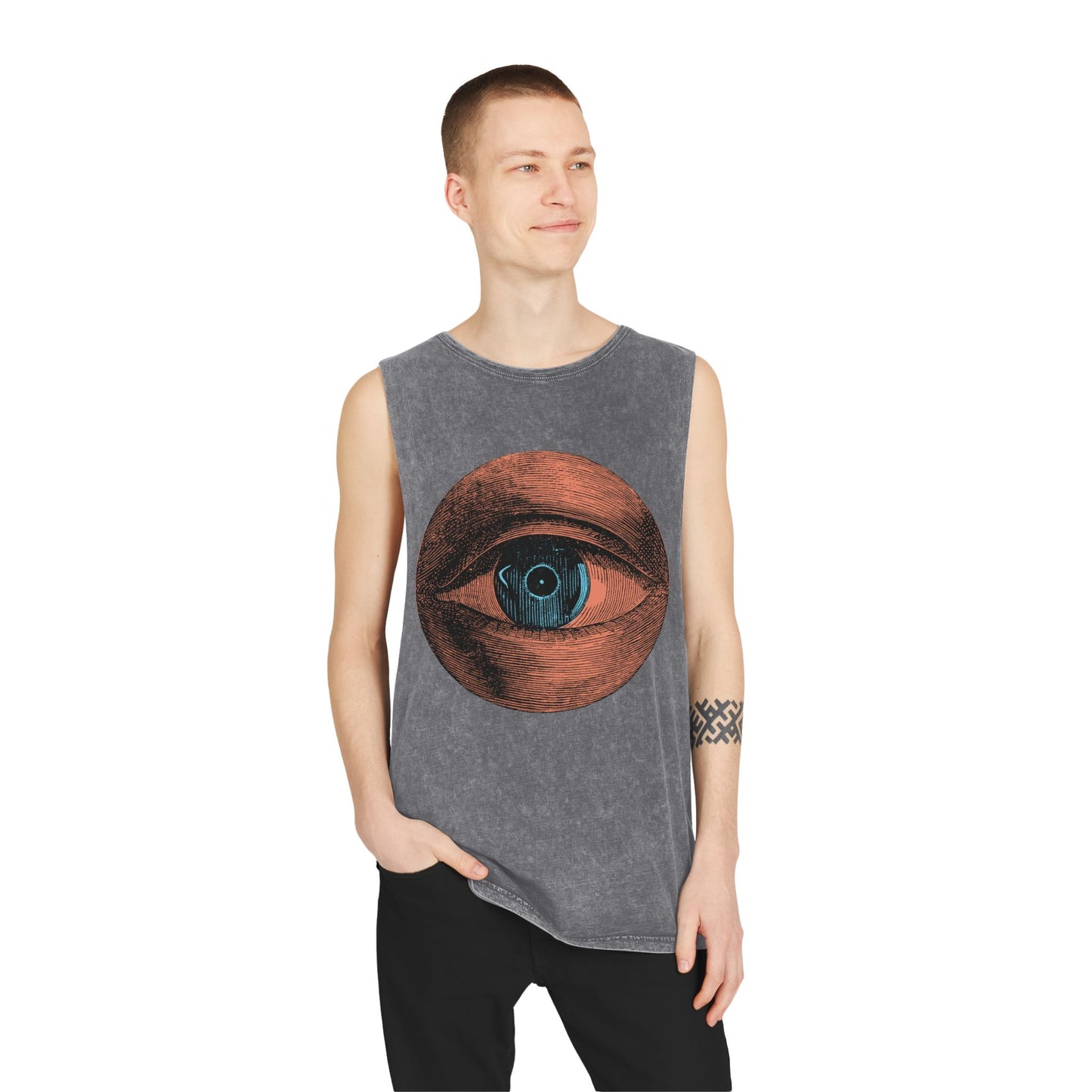 Stonewash Unisex Tank Top - Retro Eye Graphic