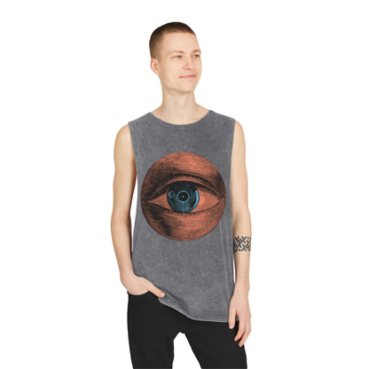 Stonewash Unisex Tank Top - Retro Eye Graphic