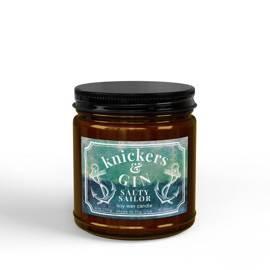 Knicker's & Gin "Salty Sailor" Scented Soy Candle - Glass Jar (4oz & 9oz)