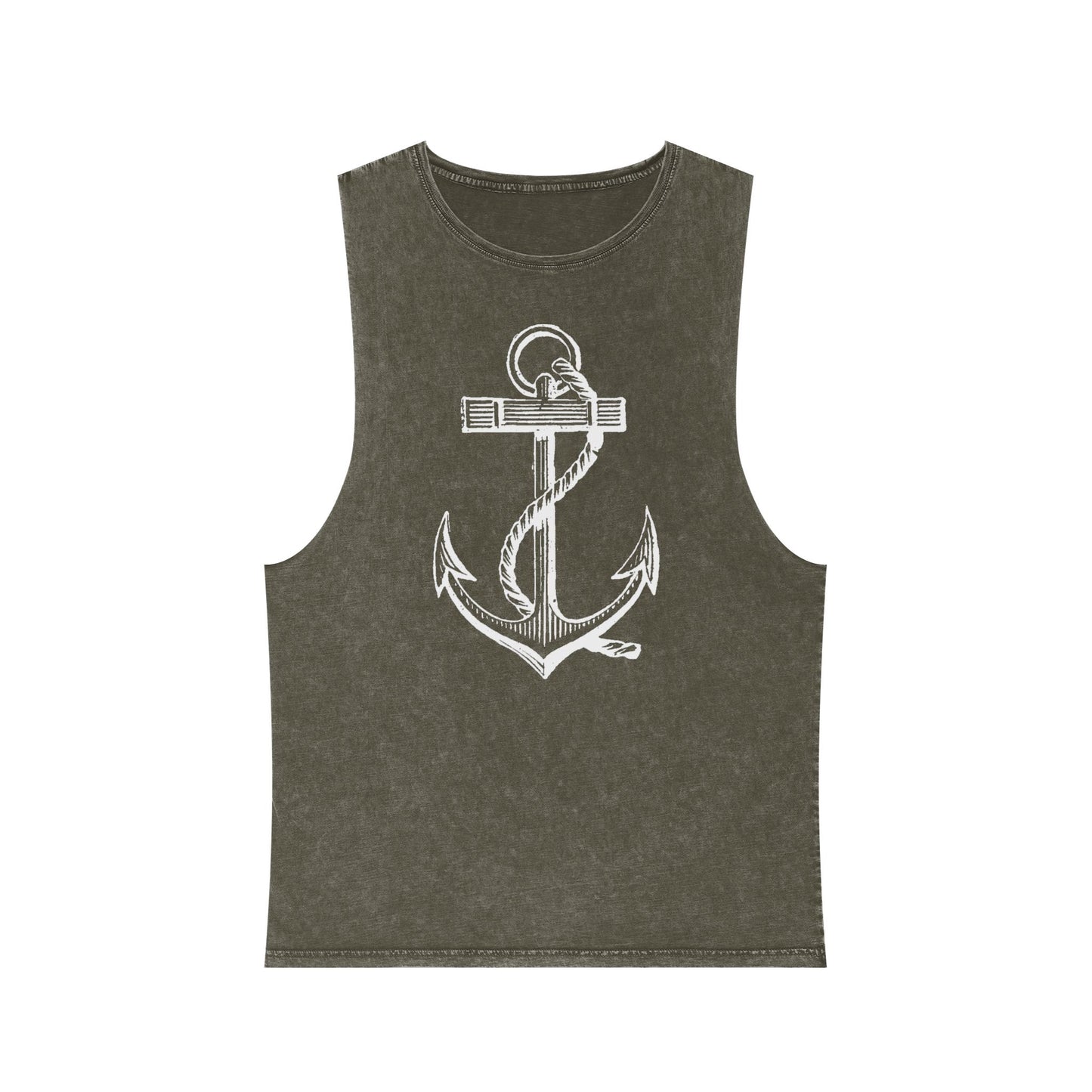 Stonewash Unisex Tank Top - Vintage Nautical Anchor Graphic