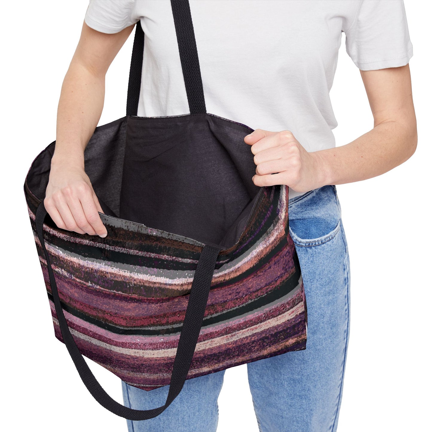 The Weekender Bag - Rustic Stripe, Blackberry