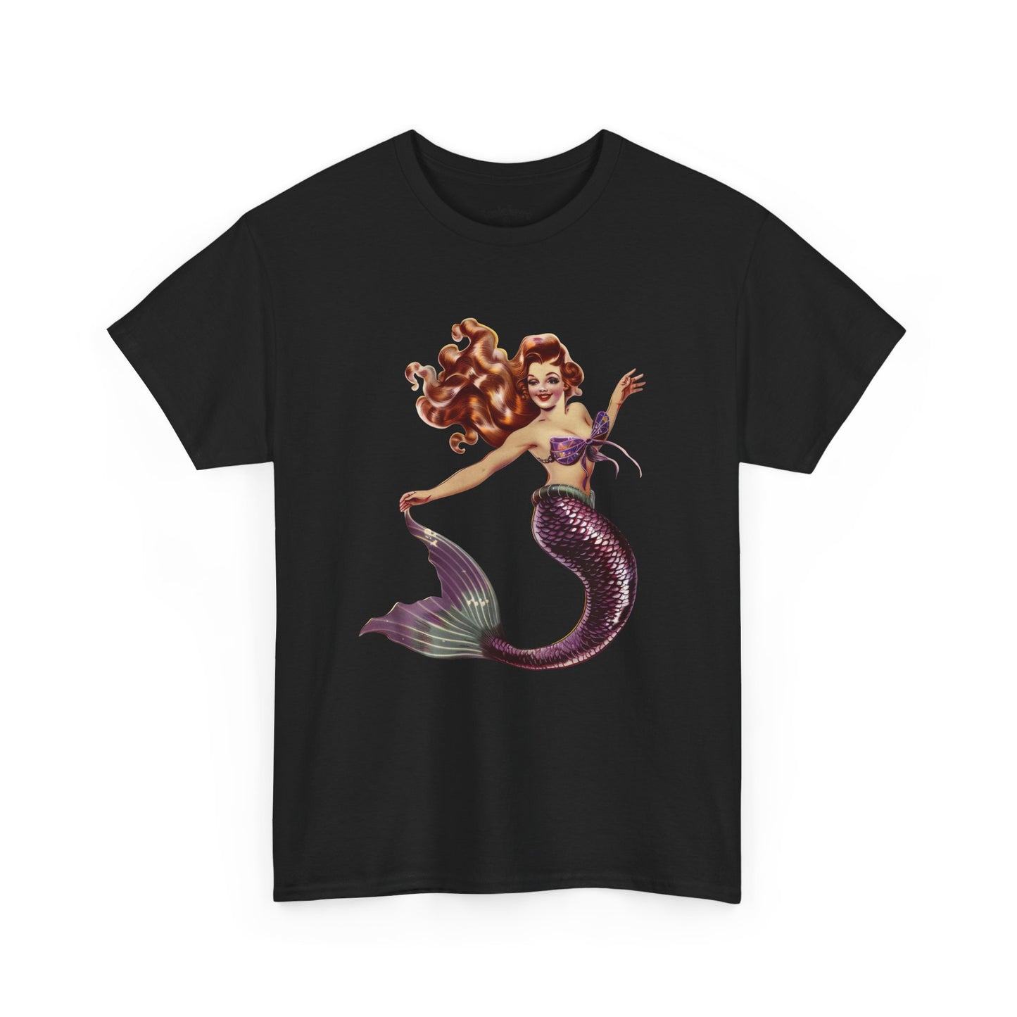 Vintage Pinup Style Graphic Mermaid Tee, All-Gender