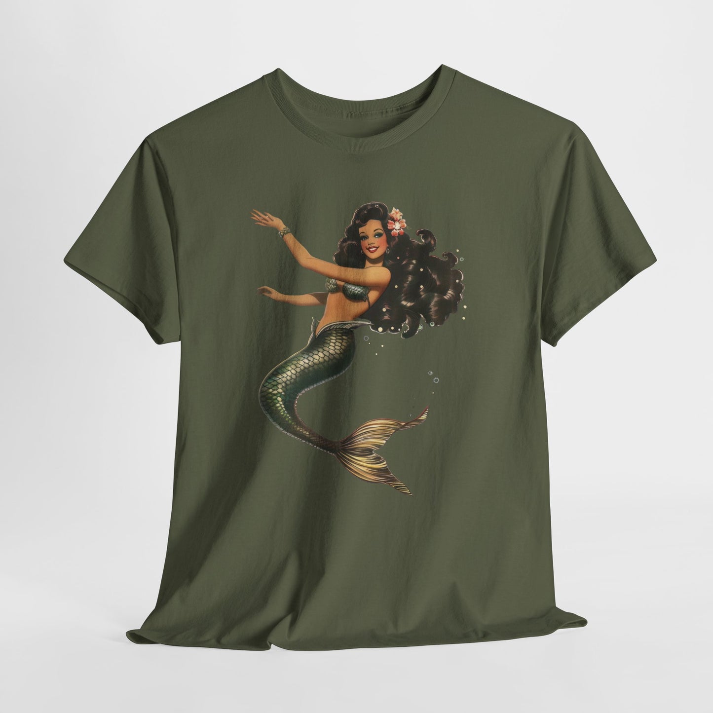 Vintage Pinup Style Graphic Mermaid Tee, All-Gender