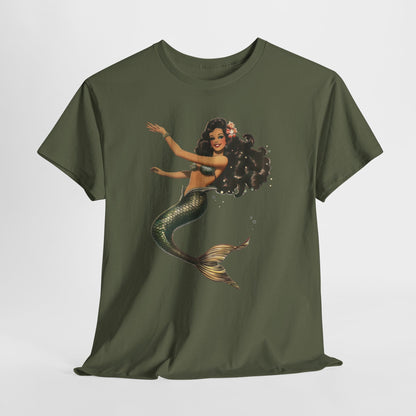 Vintage Pinup Style Graphic Mermaid Tee, All-Gender