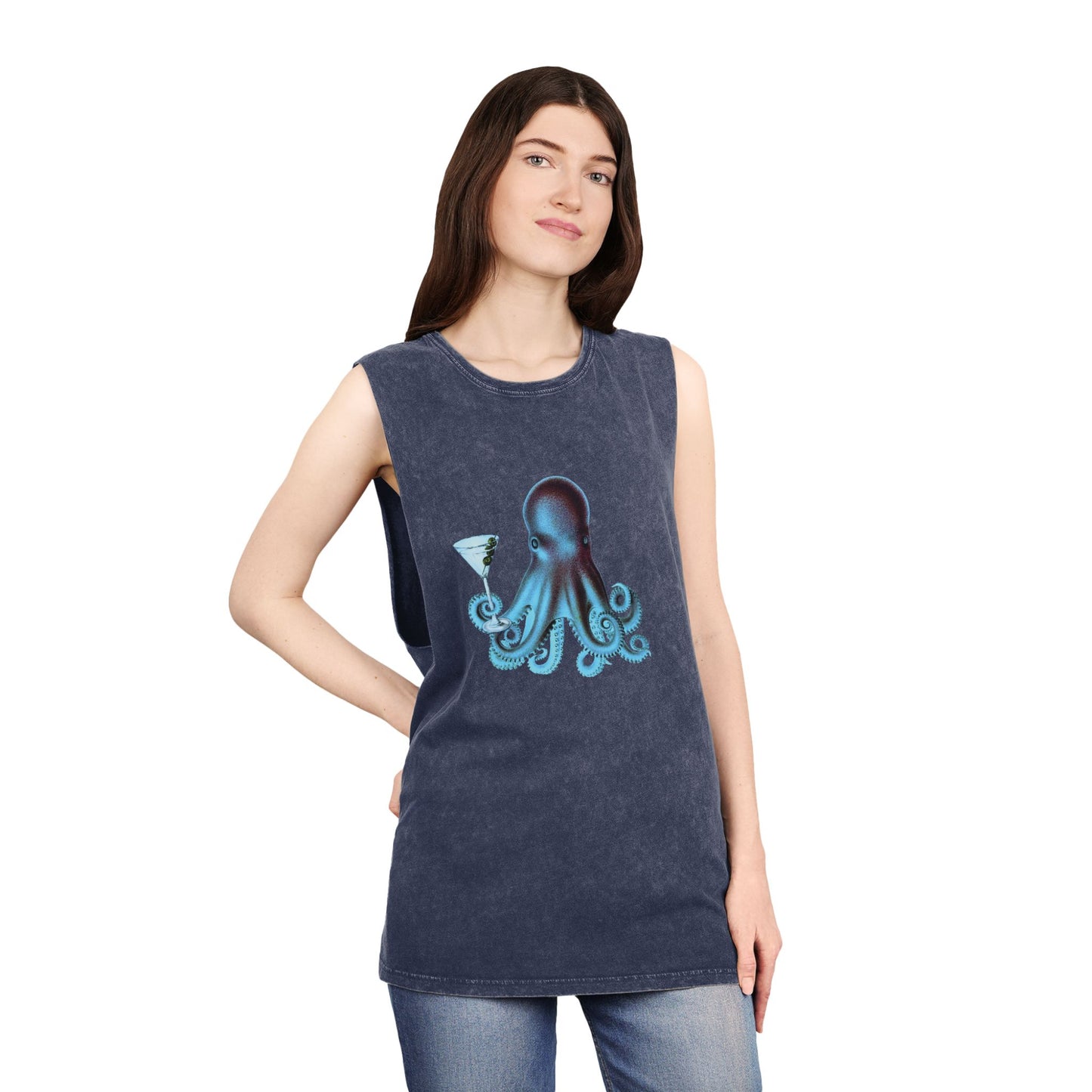 Stonewash Unisex Tank Top - Happy Hour Octopus