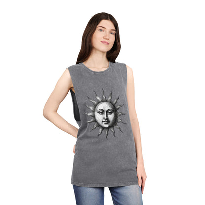 Stonewash Unisex Tank Top - Vintage Sun Graphic