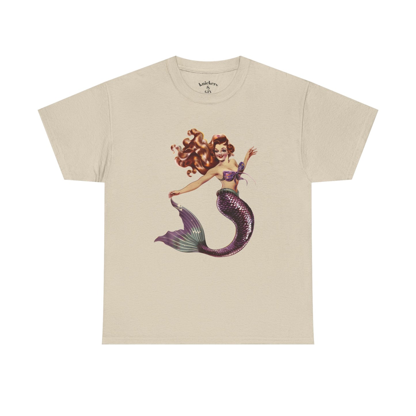 Vintage Pinup Style Graphic Mermaid Tee, All-Gender