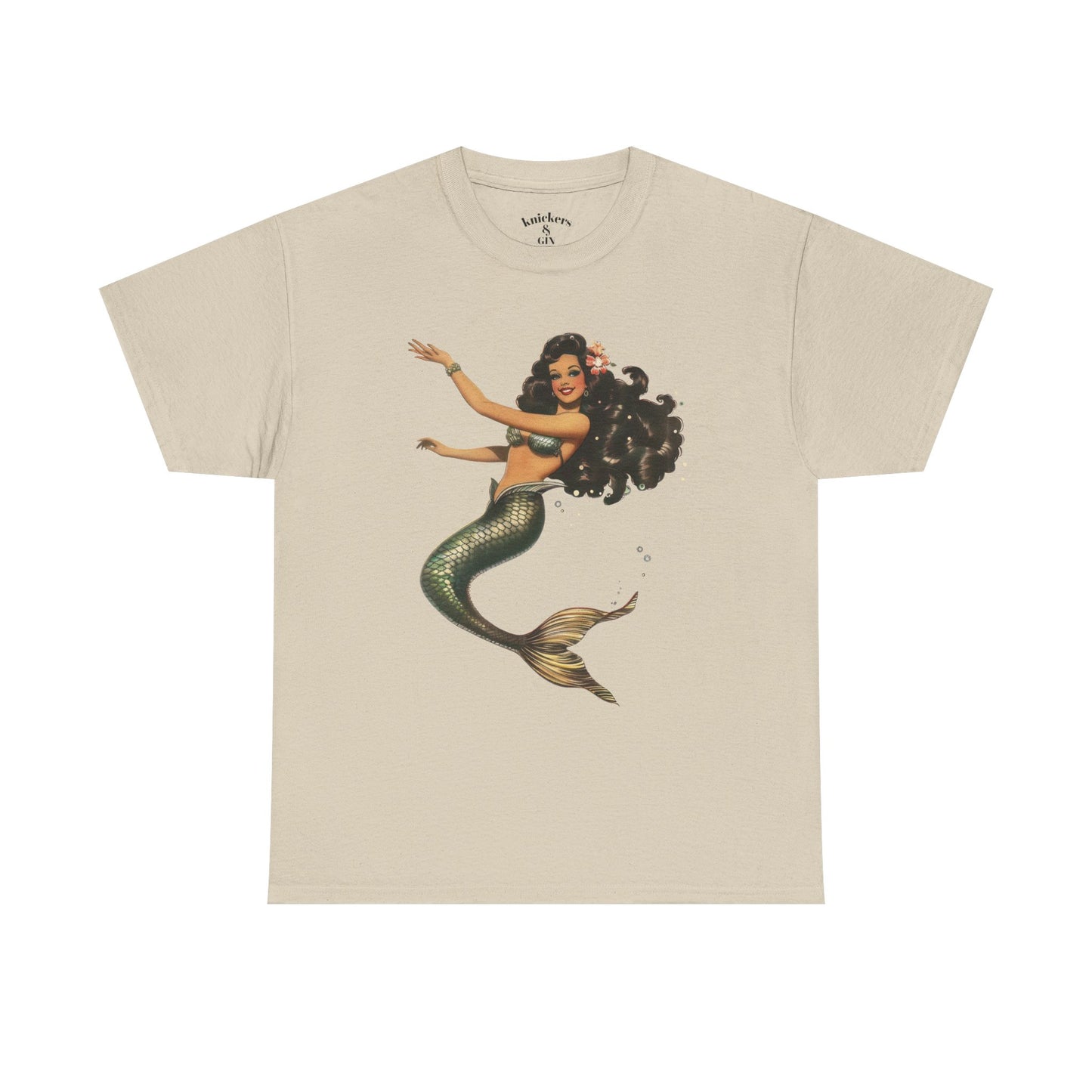 Vintage Pinup Style Graphic Mermaid Tee, All-Gender