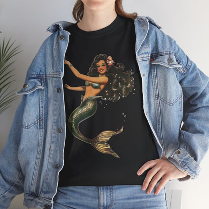 Vintage Pinup Style Graphic Mermaid Tee, All-Gender