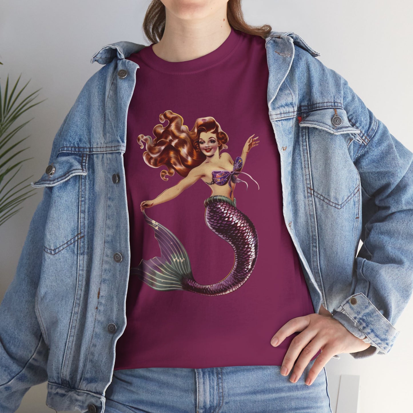 Vintage Pinup Style Graphic Mermaid Tee, All-Gender