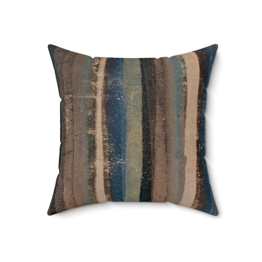 The Faux Suede Pillow - Rustic Stripe, Earth