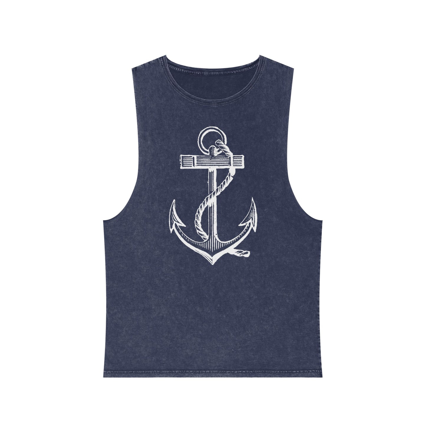 Stonewash Unisex Tank Top - Vintage Nautical Anchor Graphic