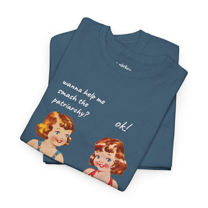 Vintage Paper Doll Retro Graphic T-Shirt - Smash the Patriarchy