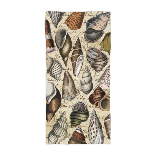 Shell Beach Towel - Vintage Shells on Cream Background