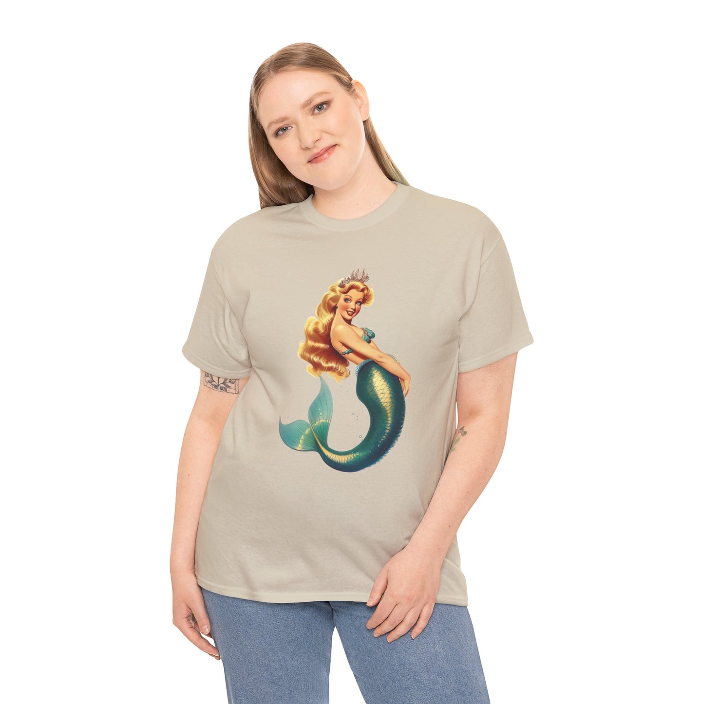 Vintage Pinup Style Graphic Mermaid Tee, All-Gender