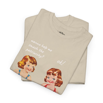 Vintage Paper Doll Retro Graphic T-Shirt - Smash the Patriarchy