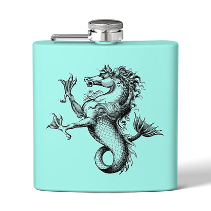 6oz Stainless Steel Flask - Mythological Seahorse