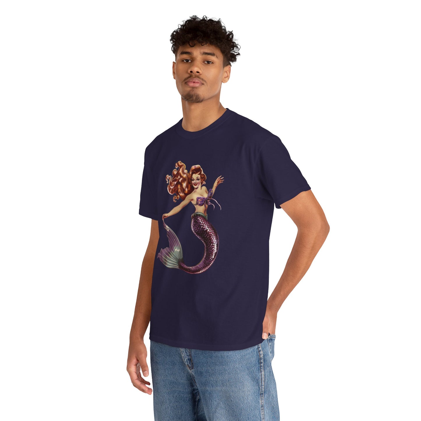 Vintage Pinup Style Graphic Mermaid Tee, All-Gender