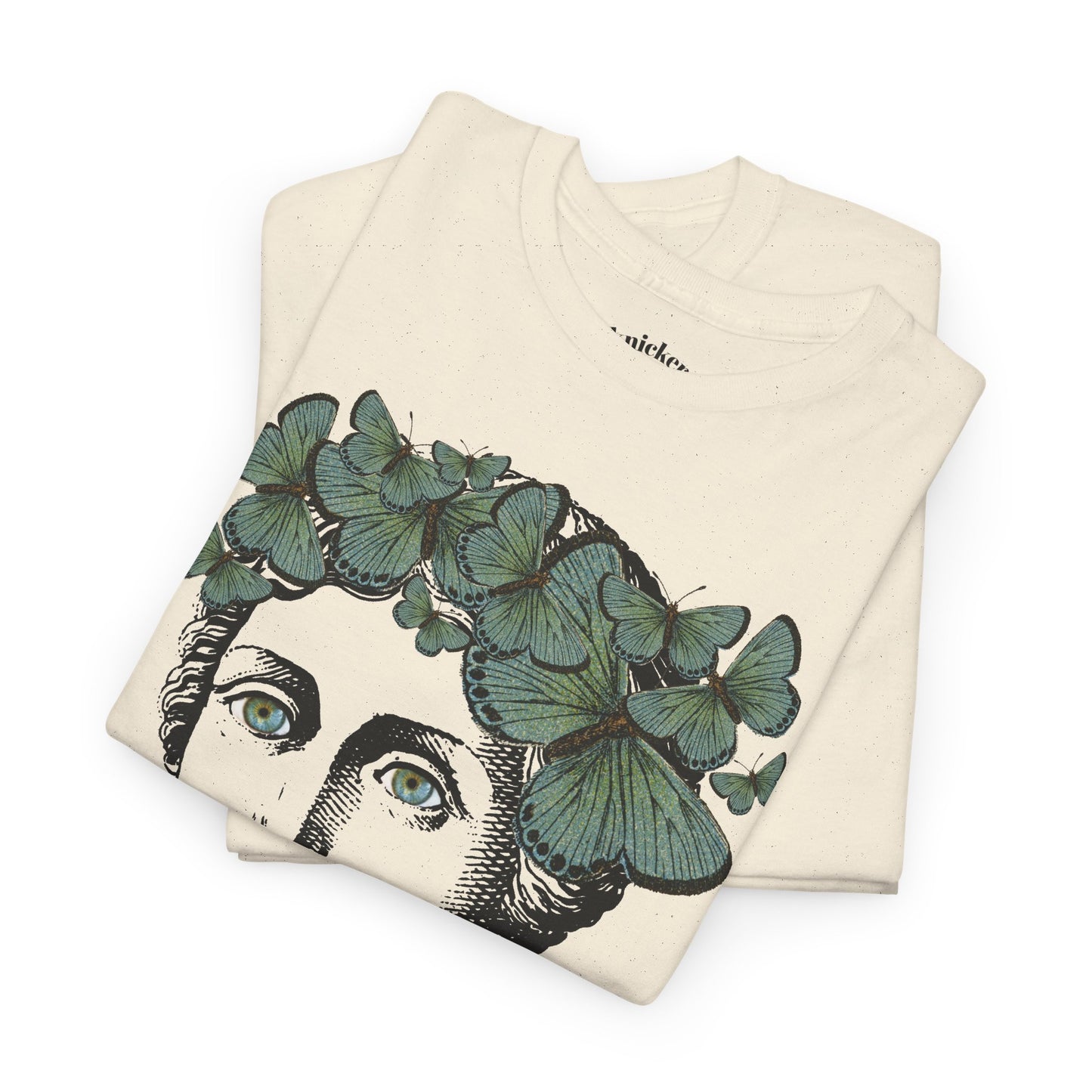 Garden Goddess Graphic Tee - Classical Bust with Green Butterfly Crown