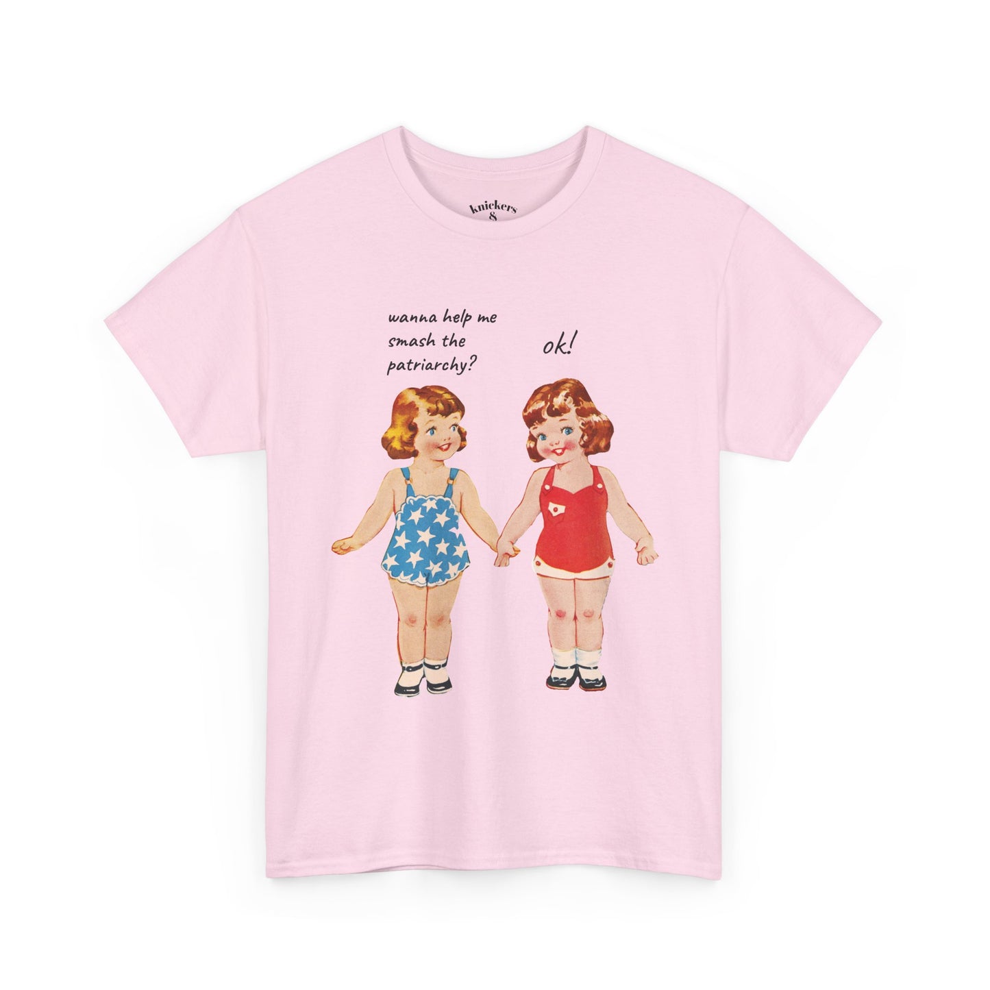Vintage Paper Doll Retro Graphic T-Shirt - Smash the Patriarchy