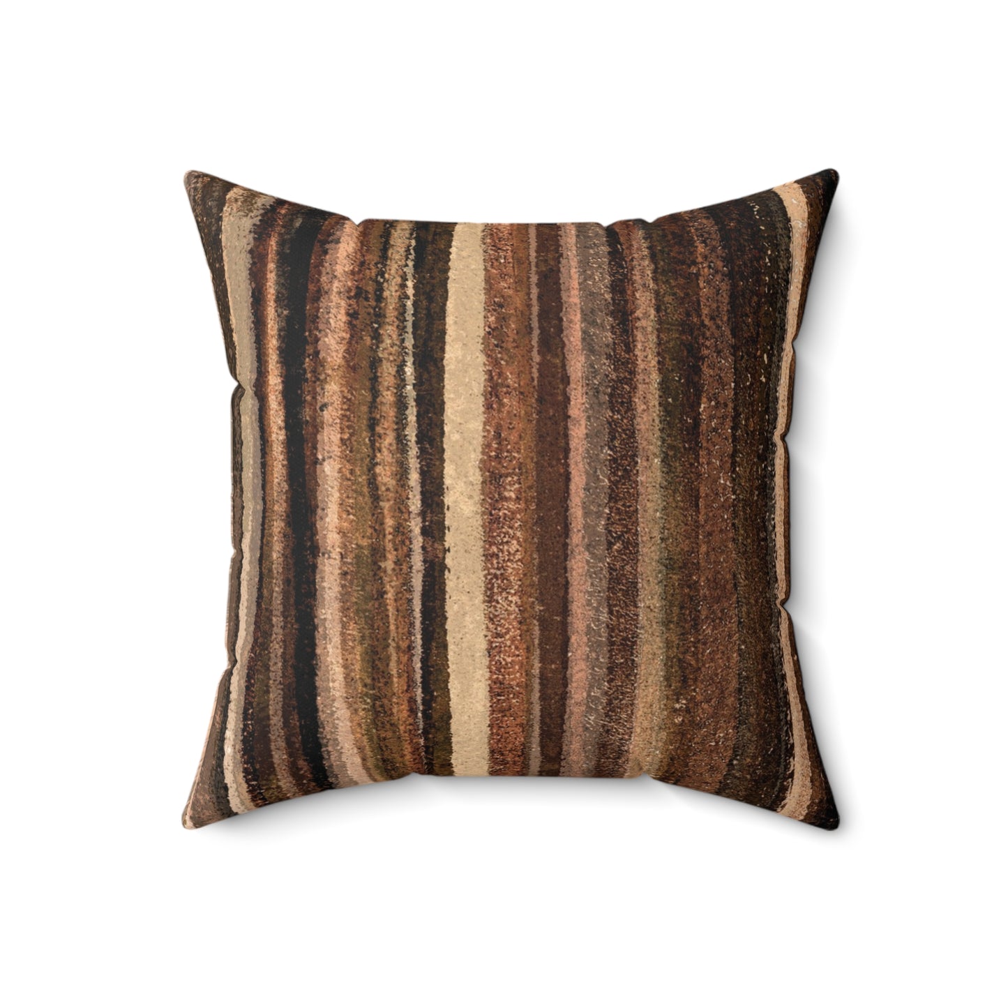 The Faux Suede Pillow - Rustic Stripe, Sepia