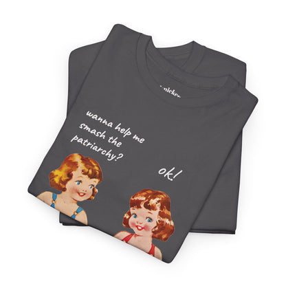 Vintage Paper Doll Retro Graphic T-Shirt - Smash the Patriarchy