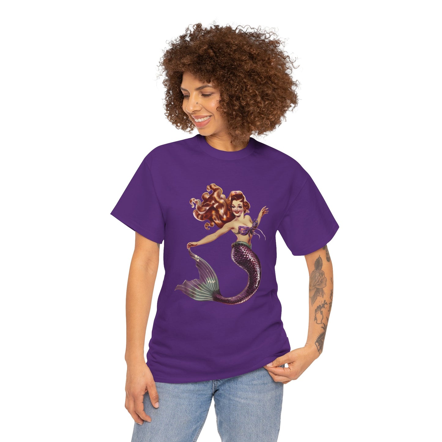 Vintage Pinup Style Graphic Mermaid Tee, All-Gender