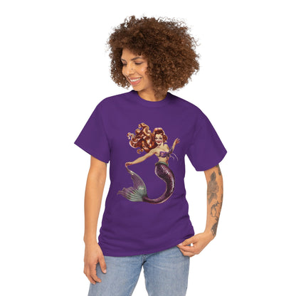 Vintage Pinup Style Graphic Mermaid Tee, All-Gender