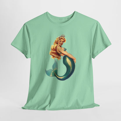 Vintage Pinup Style Graphic Mermaid Tee, All-Gender