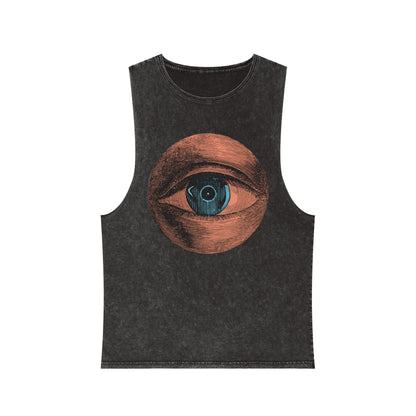 Stonewash Unisex Tank Top - Retro Eye Graphic