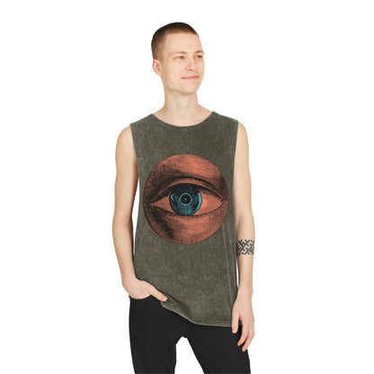 Stonewash Unisex Tank Top - Retro Eye Graphic