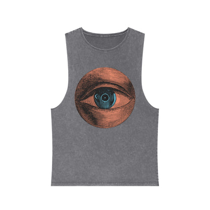 Stonewash Unisex Tank Top - Retro Eye Graphic