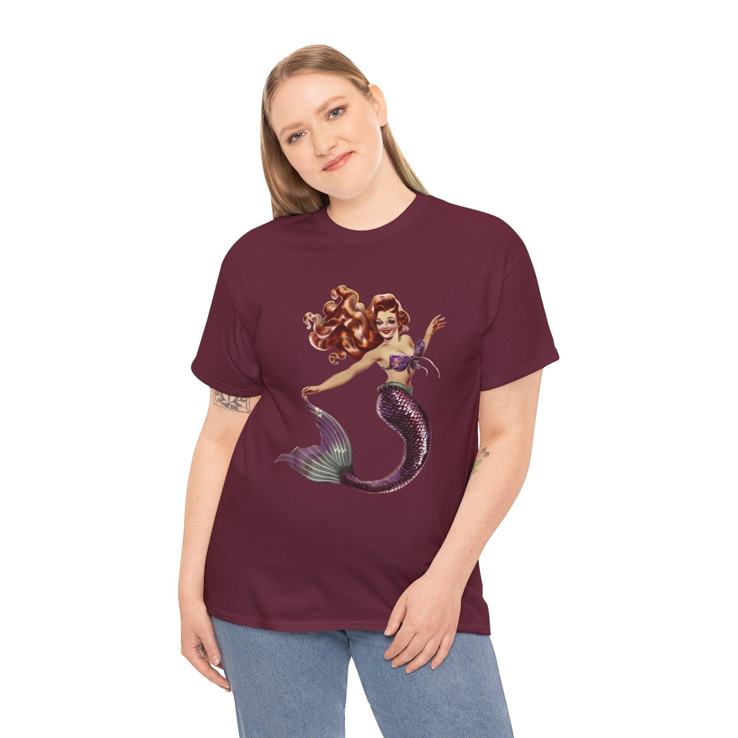 Vintage Pinup Style Graphic Mermaid Tee, All-Gender