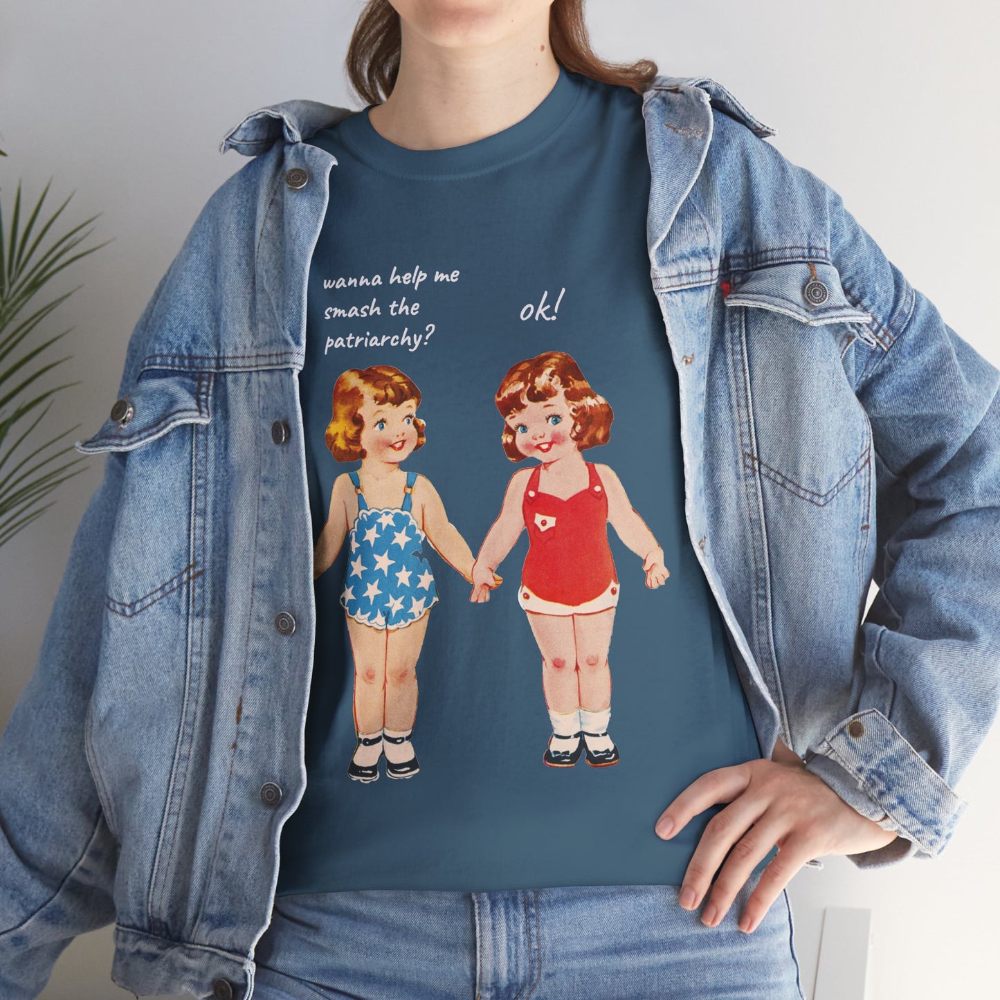 Vintage Paper Doll Retro Graphic T-Shirt - Smash the Patriarchy