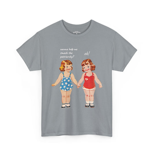 Vintage Paper Doll Retro Graphic T-Shirt - Smash the Patriarchy