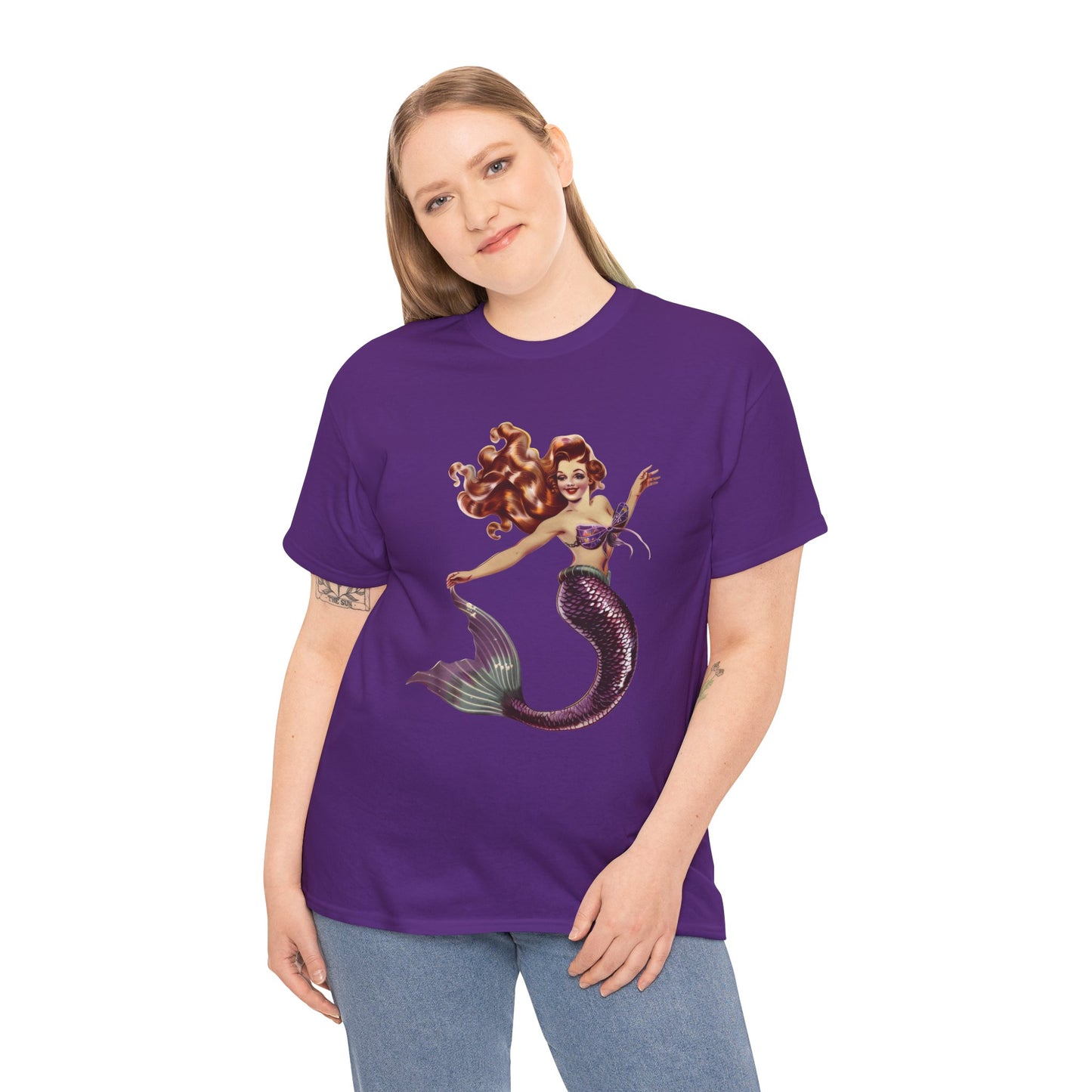Vintage Pinup Style Graphic Mermaid Tee, All-Gender