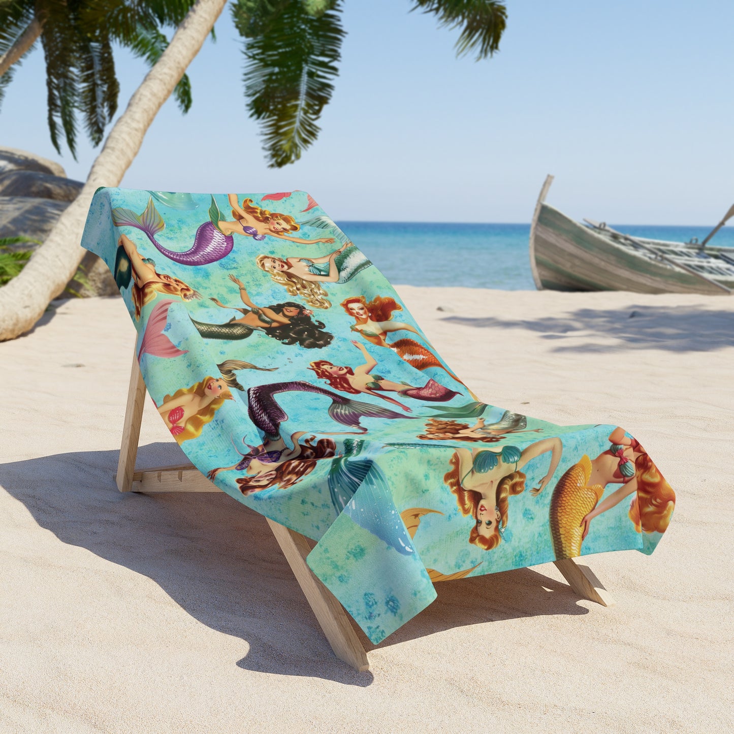 Vintage Mermaid Pin-Up Beach Towel