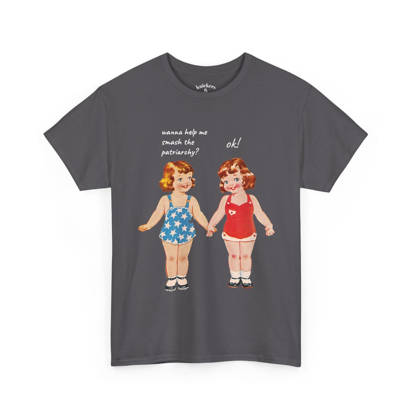 Vintage Paper Doll Retro Graphic T-Shirt - Smash the Patriarchy