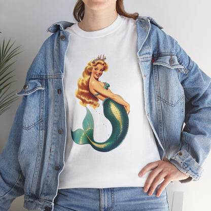 Vintage Pinup Style Graphic Mermaid Tee, All-Gender