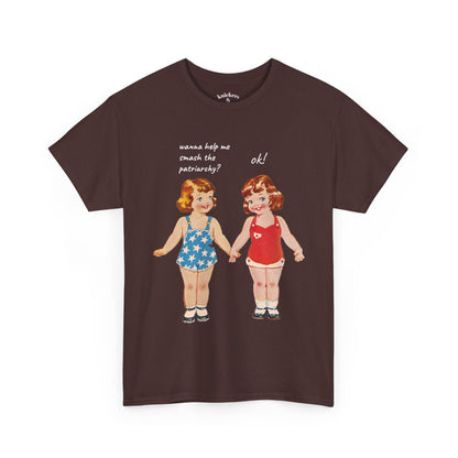 Vintage Paper Doll Retro Graphic T-Shirt - Smash the Patriarchy