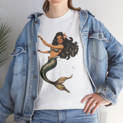 Vintage Pinup Style Graphic Mermaid Tee, All-Gender