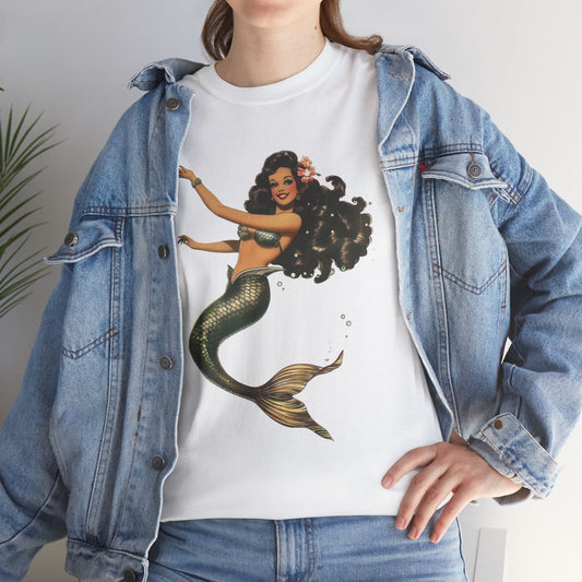 Vintage Pinup Style Graphic Mermaid Tee, All-Gender