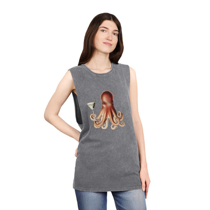Stonewash Unisex Tank Top - Happy Hour Octopus