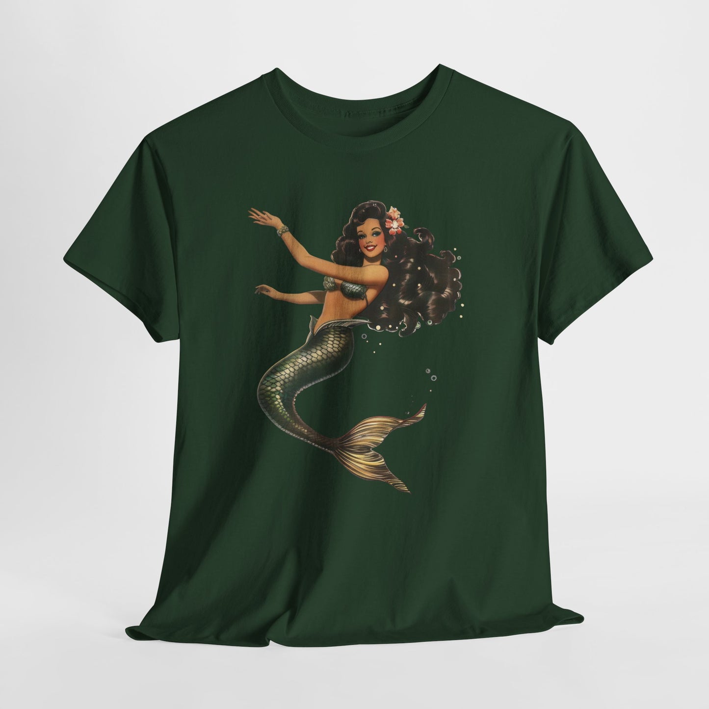Vintage Pinup Style Graphic Mermaid Tee, All-Gender