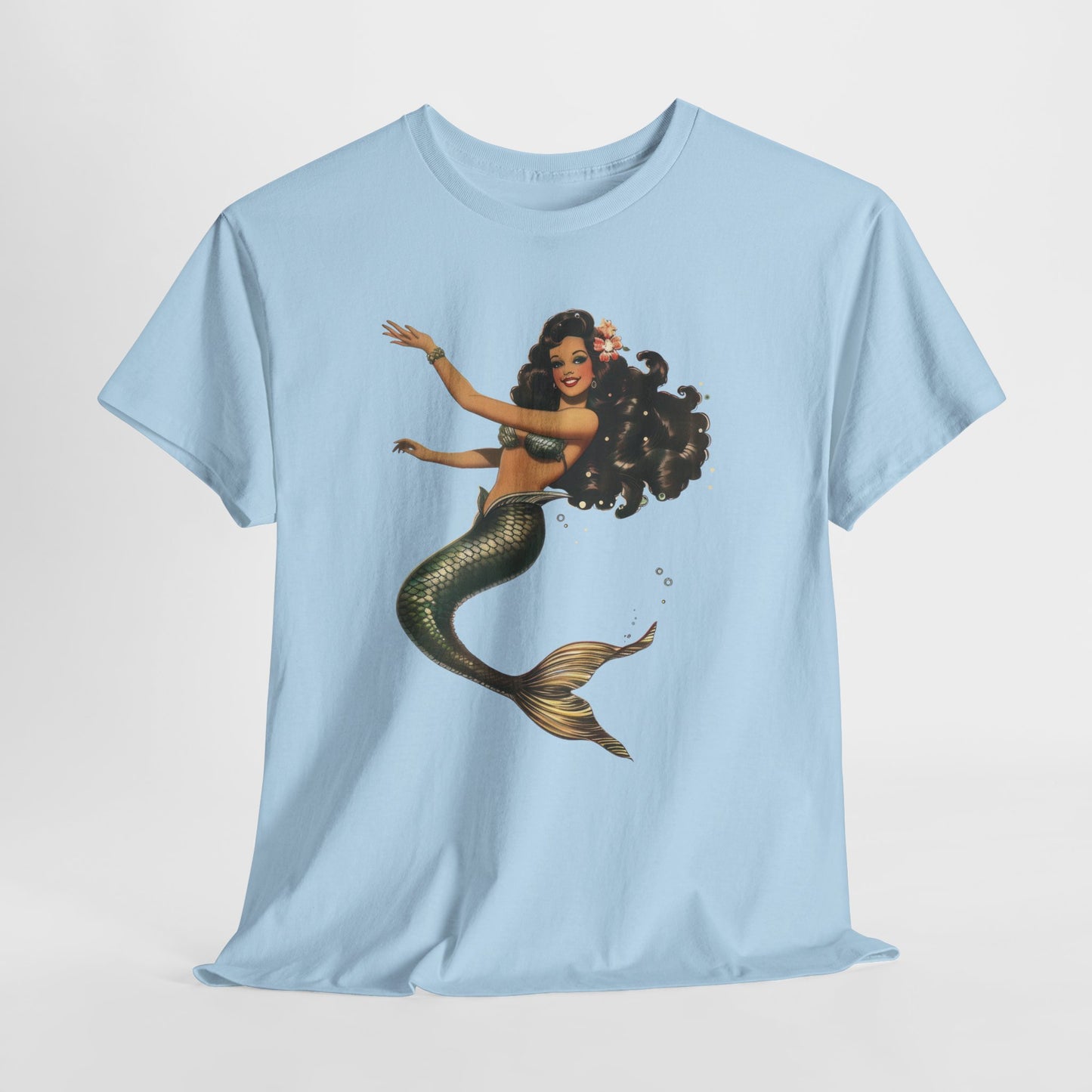 Vintage Pinup Style Graphic Mermaid Tee, All-Gender