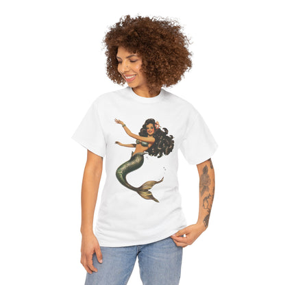 Vintage Pinup Style Graphic Mermaid Tee, All-Gender